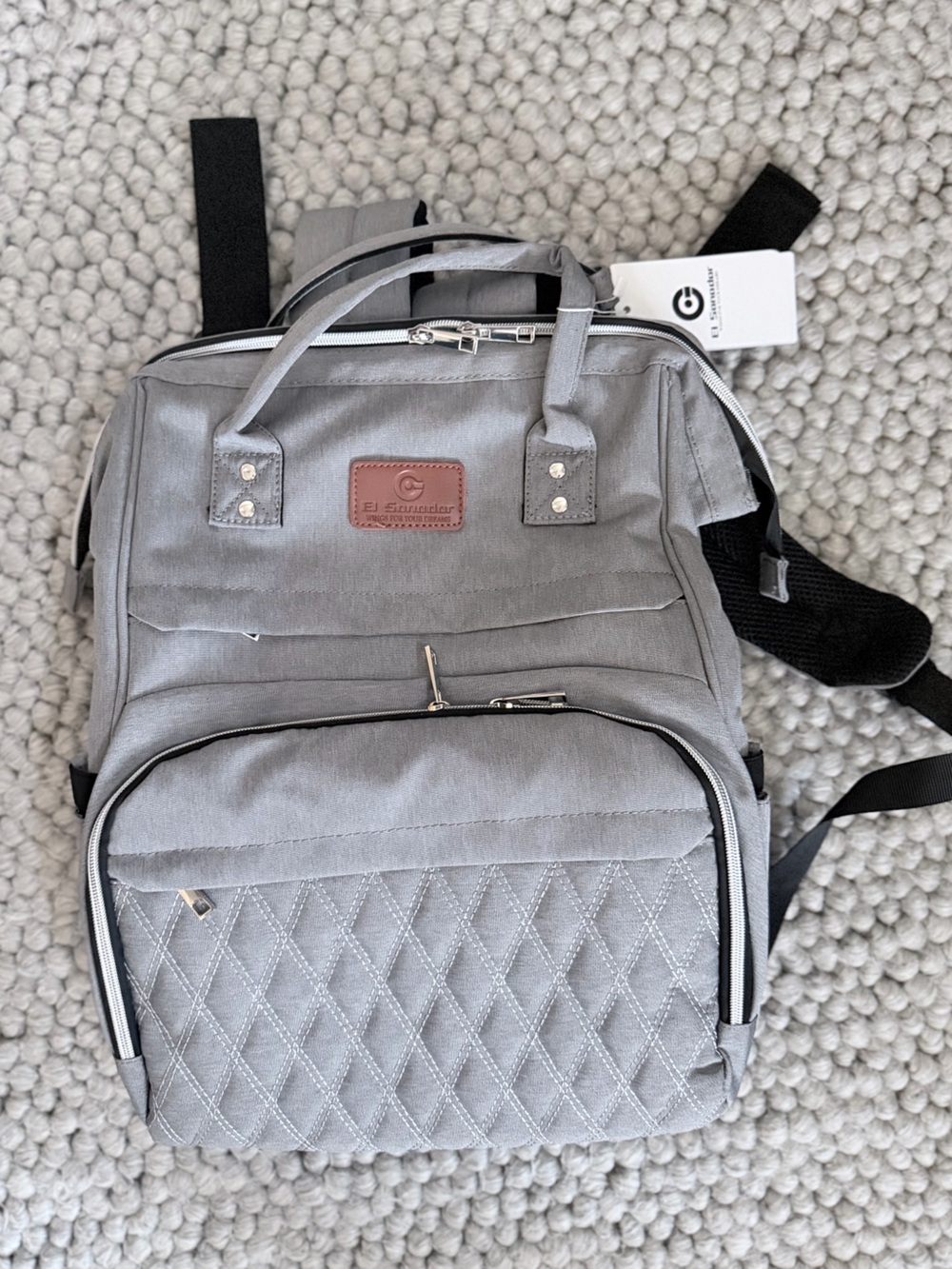 NWT Grey Diaper Bag Backpack Tote Bag - Versatile Everyday Carry - Picture 5 of 9